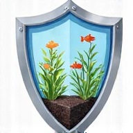 Illustration of a shield protecting a healthy aquarium