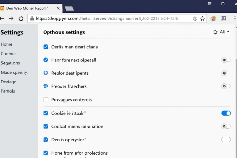Browser settings interface with cookie options