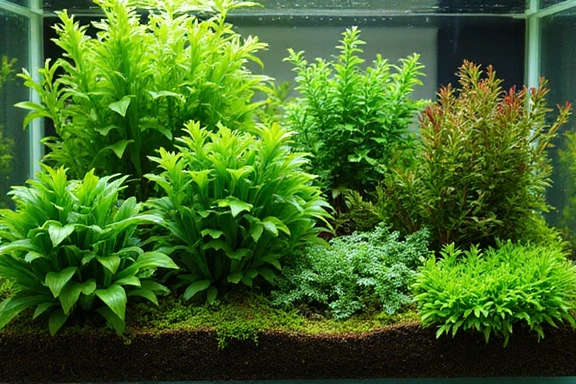 Group of easy-care aquarium plants