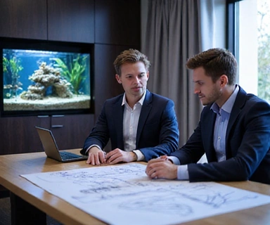 Aquarium consultant discussing design plans with a client